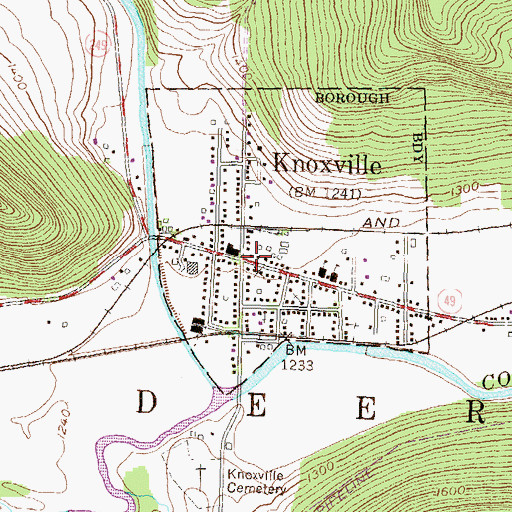 Topographic Map of Knoxville Post Office, PA