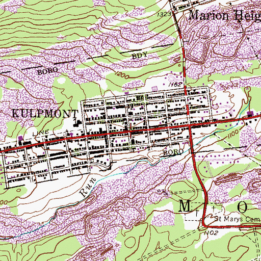 Topographic Map of Kulpmont Post Office, PA