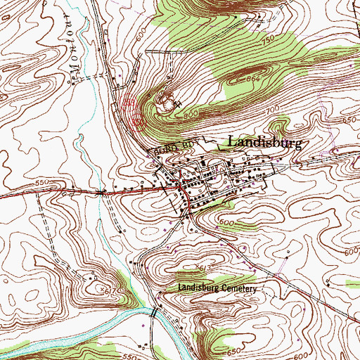 Topographic Map of Landisburg Post Office, PA