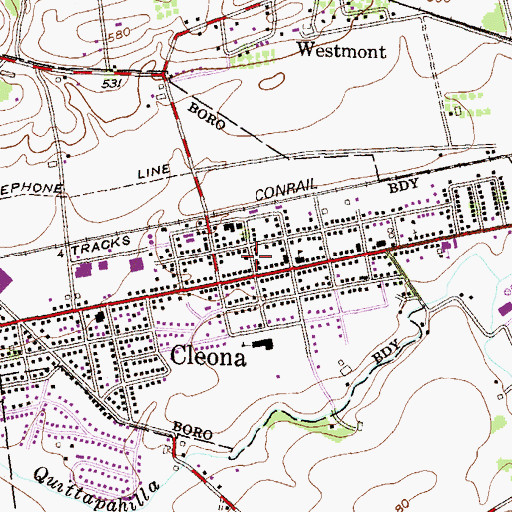 Topographic Map of Cleona Post Office, PA