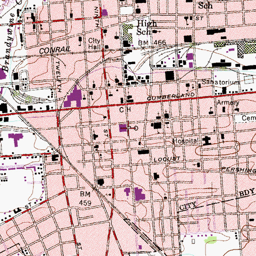 Topographic Map of Lebanon Post Office, PA