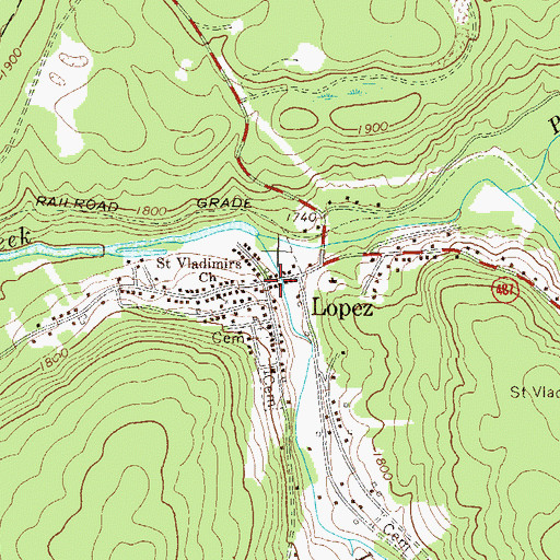 Topographic Map of Lopez Post Office, PA