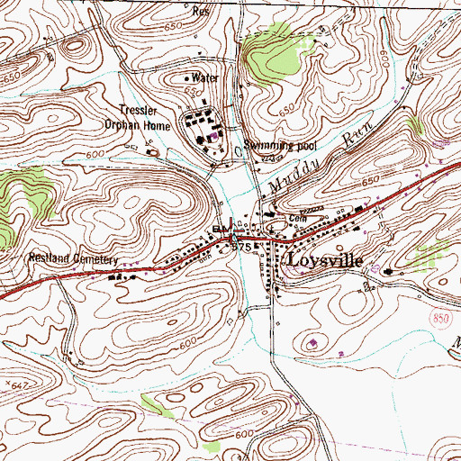 Topographic Map of Loysville Post Office, PA