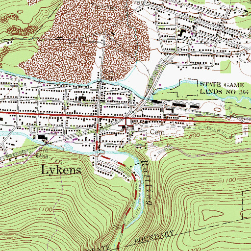 Topographic Map of Lykens Post Office, PA
