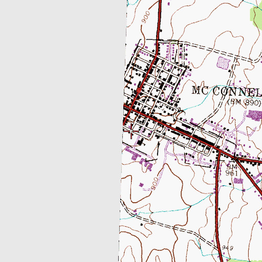 Topographic Map of McConnellsburg Post Office, PA