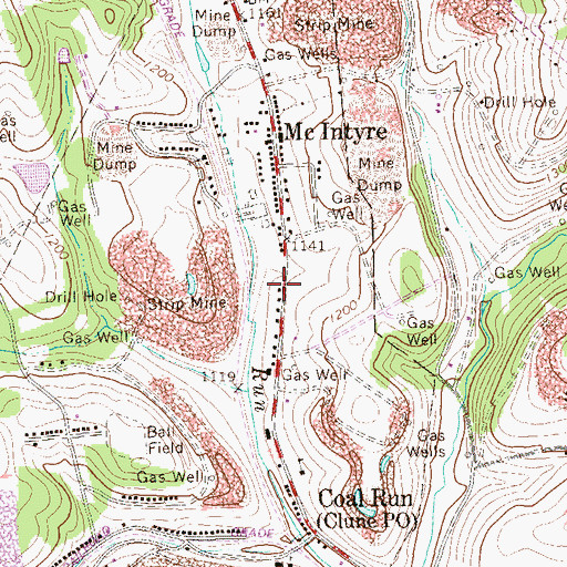 Topographic Map of McIntyre Post Office, PA