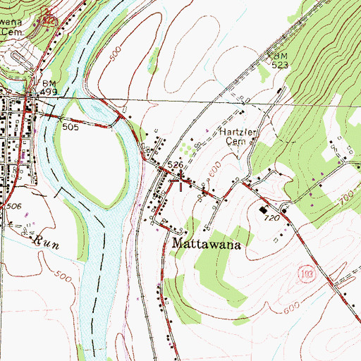 Topographic Map of Mattawana Post Office, PA