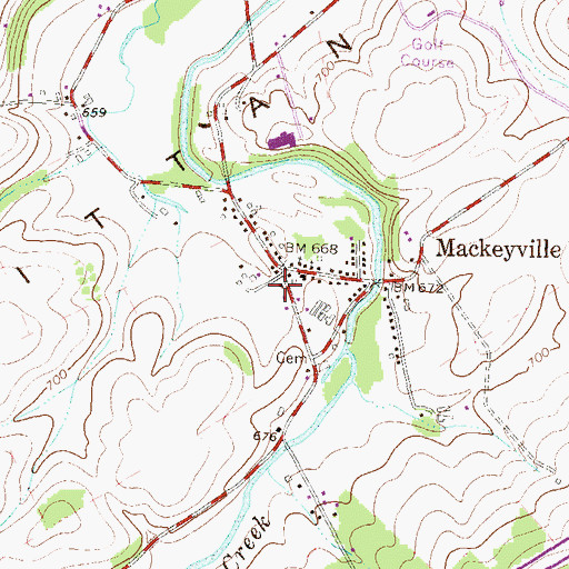 Topographic Map of Mackeyville Post Office, PA