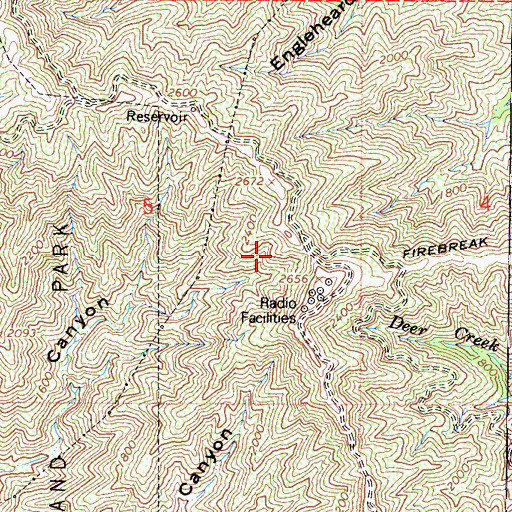 Topographic Map of Los Angeles County, CA