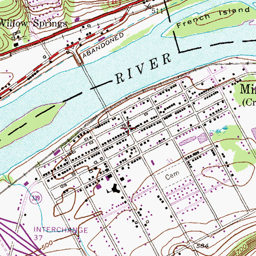 Topographic Map of Mifflinville Post Office, PA