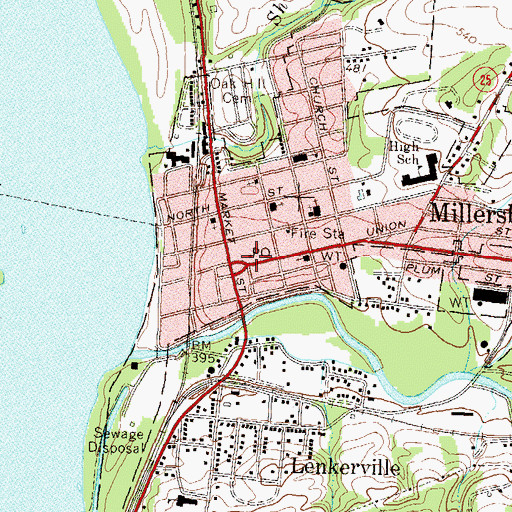 Topographic Map of Millersburg Post Office, PA