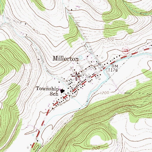 Topographic Map of Millerton Post Office, PA