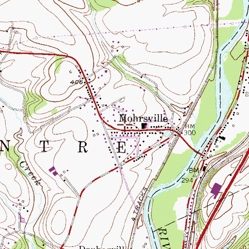 Topographic Map of Mohrsville Post Office, PA