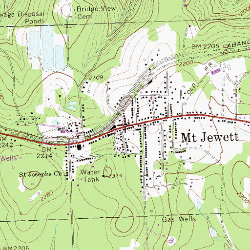 Topographic Map of Mount Jewett Post Office, PA