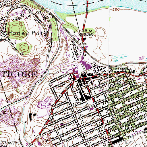Topographic Map of Nanticoke Post Office, PA