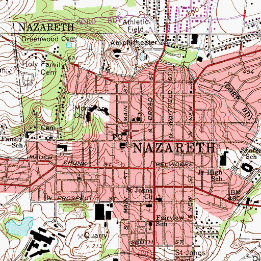 Topographic Map of Nazareth Post Office, PA