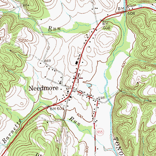 Topographic Map of Needmore Post Office, PA