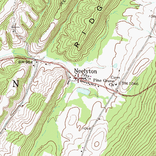 Topographic Map of Neelyton Post Office, PA