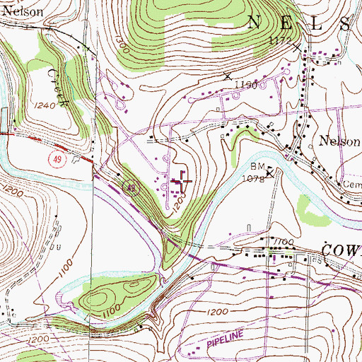 Topographic Map of Nelson Post Office, PA