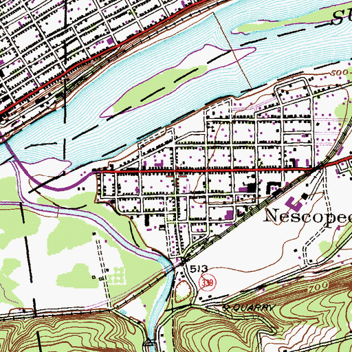 Topographic Map of Nescopeck Post Office, PA