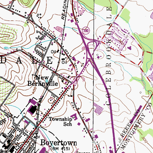 Topographic Map of New Berlinville Post Office, PA