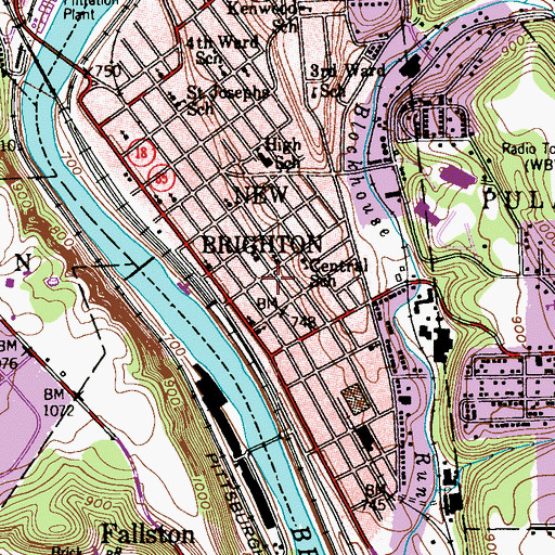 Topographic Map of New Brighton Post Office, PA