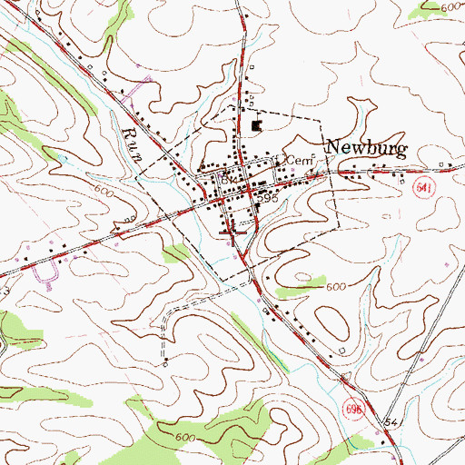 Topographic Map of Newburg Post Office, PA