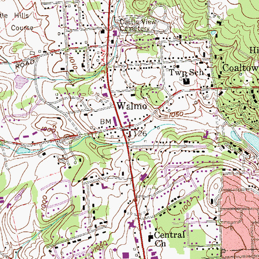Topographic Map of Neshannock Post Office, PA