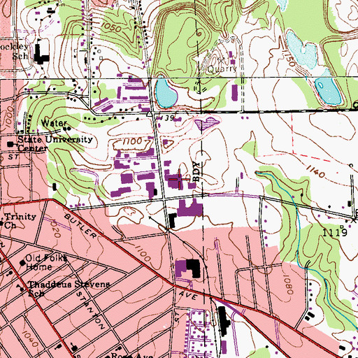 Topographic Map of New Castle Post Office, PA