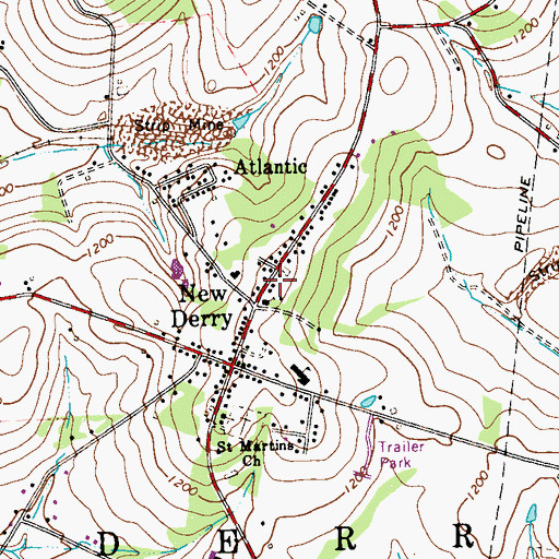 Topographic Map of New Derry Post Office, PA