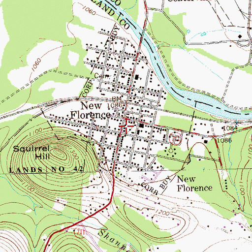 Topographic Map of New Florence Post Office, PA
