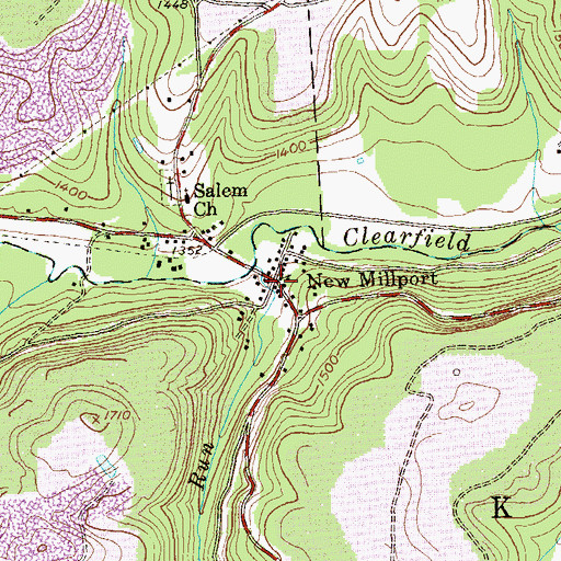 Topographic Map of New Millport Post Office, PA