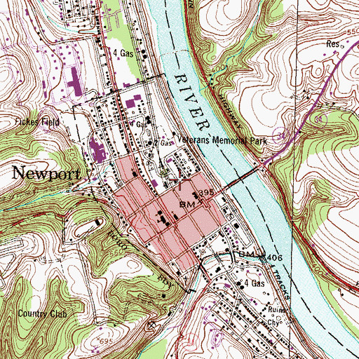 Topographic Map of Newport Post Office, PA