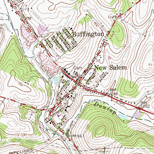 Topographic Map of New Salem Post Office, PA