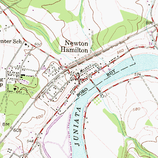 Topographic Map of Newton Hamilton Post Office, PA