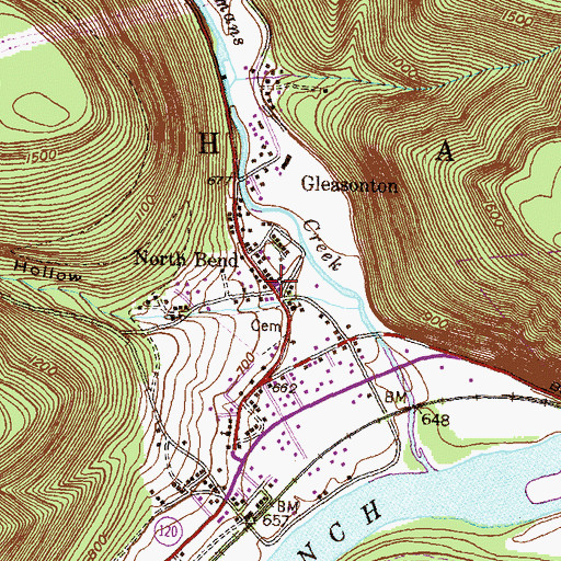 Topographic Map of North Bend Post Office, PA