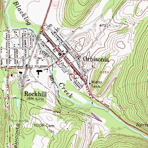 Topographic Map of Orbisonia Post Office, PA