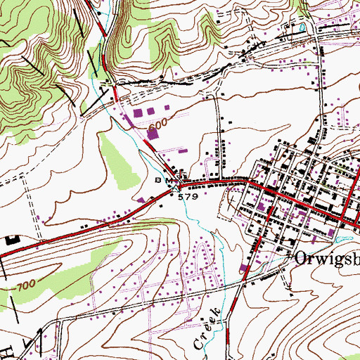 Topographic Map of Orwigsburg Post Office, PA