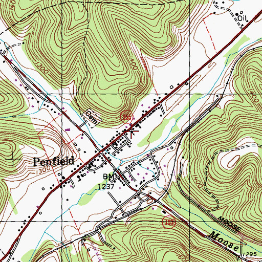 Topographic Map of Penfield Post Office, PA