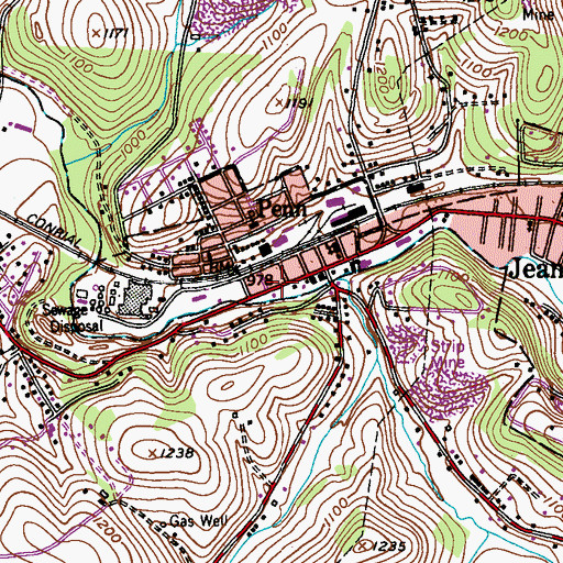 Topographic Map of Penn Post Office, PA