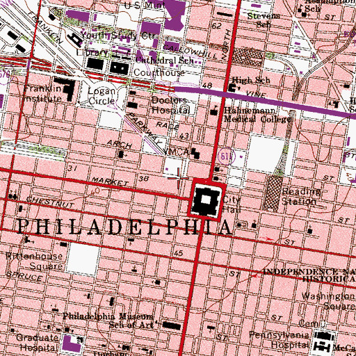Topographic Map of Penn Center Post Office, PA