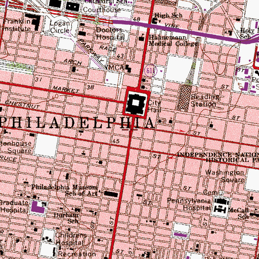 Topographic Map of Land Title Building Post Office, PA