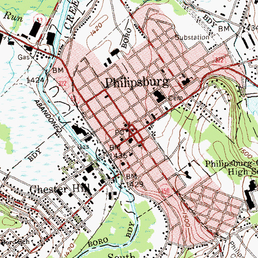 Topographic Map of Philipsburg Post Office, PA