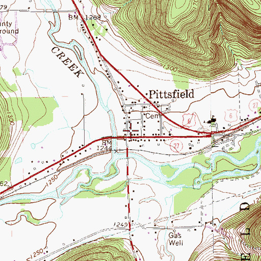 Topographic Map of Pittsfield Post Office, PA