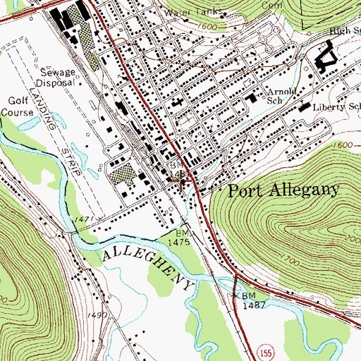 Topographic Map of Port Allegany Post Office, PA