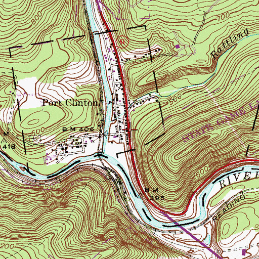 Topographic Map of Port Clinton Post Office, PA
