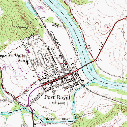 Topographic Map of Port Royal Post Office, PA