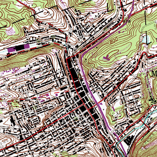 Topographic Map of Pottsville Post Office, PA