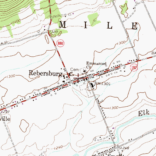 Topographic Map of Rebersburg Post Office, PA