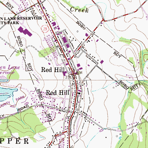 Topographic Map of Red Hill Post Office, PA